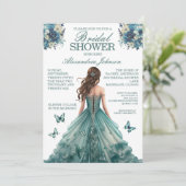 ティール(緑がかった色)ブライダルシャワードファンシーレス招待状 招待状 (スタンド正面)