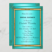 ティール(緑がかった色)ブライダルシャワー招待 招待状 (正面/裏面)