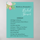 ティール（緑がかった色）ブライダルシャワー🌸旅程プラン ポスター (正面)