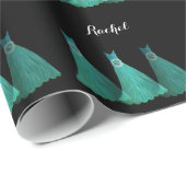 ティール（緑がかった色）ブライデスメイドドレス名前をカスタムするV13 ラッピングペーパー (ロールコーナー)