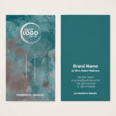 ティール（緑がかった色）ブラウンウォーターカラーヘアクリップロゴ表示カード (正面&裏面)