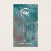 ティール（緑がかった色）ブラウンウォーターカラーヘアクリップロゴ表示カード (正面)