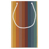 ティール（緑がかった色）ブラウンオレンジクリームストライプ類 スモールペーパーバッグ (裏面)