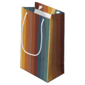 ティール（緑がかった色）ブラウンオレンジクリームストライプ類 スモールペーパーバッグ (裏面アングル)
