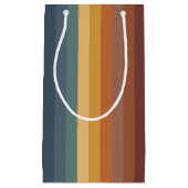 ティール（緑がかった色）ブラウンオレンジクリームストライプ類 スモールペーパーバッグ (正面)