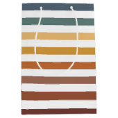 ティール（緑がかった色）ブラウンオレンジクリームストライプ類 ミディアムペーパーバッグ (正面)