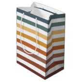 ティール（緑がかった色）ブラウンオレンジクリームストライプ類 ミディアムペーパーバッグ (裏面アングル)