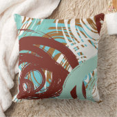ティール（緑がかった色）ブラウンスパイラルデザインレトロ装飾用クッション クッション (ブランケット)