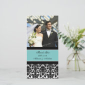 ティール（緑がかった色）ブラックお結婚礼の写真カード サンキューカード (スタンド正面)