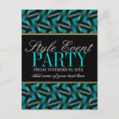 ティール（緑がかった色）ブラックオフィスパーティの招待状カード インビテーションポストカード (正面)