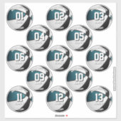 ティール（緑がかった色）ブラックカスタムバスケットボール選手の名前 シール (シート)