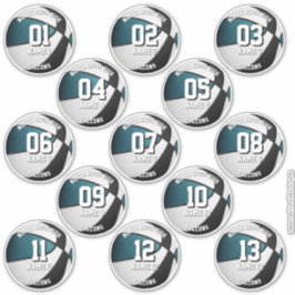 ティール(緑がかった色)ブラックカスタムバスケットボール選手の名前 シール