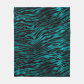 ティール（緑がかった色）&ブラックグラデーショングラムグリッタータイガーストライプズ フリースブランケット (正面)
