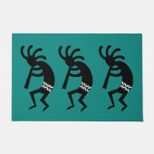 ティール（緑がかった色）&ブラックココペリ南西デザイン ドアマット (正面)