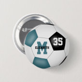 ティール(緑がかった色)ブラックサッカーチームのカラー党の好意 缶バッジ (正面&裏面)