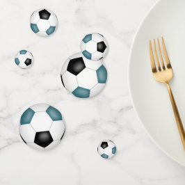 ティール（緑がかった色）ブラックサッカーボールキッズスポーツパーティー コンフェッティ