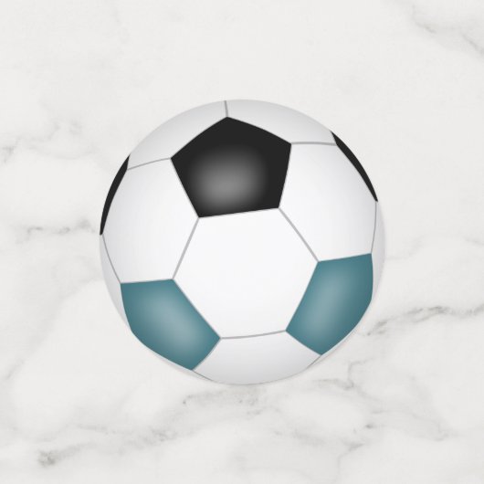 ティール(緑がかった色)ブラックサッカーボールキッズスポーツパーティー コンフェッティ (スモール正面)