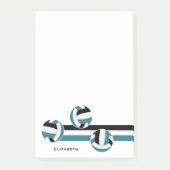 ティール(緑がかった色)ブラックストライプバレーボールのチームカラー ポストイット (正面)