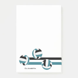 ティール（緑がかった色）ブラックストライプバレーボールのチームカラー ポストイット