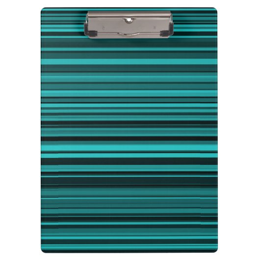 ティール（緑がかった色）ブラックストライプ クリップボード (正面)