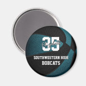 ティール（緑がかった色）ブラックスポーツチームのカラーギフトバスケットボール マグネット (正面/裏面)