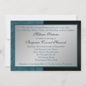 ティール(緑がかった色)&ブラックダマスクモノグラム結婚式招待状 招待状 (裏面)