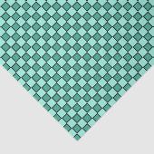 ティール（緑がかった色）ブラックチェッカーボードパターン 薄葉紙 (詳細)