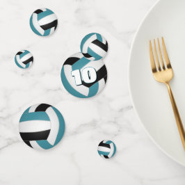 ティール（緑がかった色）ブラックチームカラーキッズバレーボールパーティー コンフェッティ