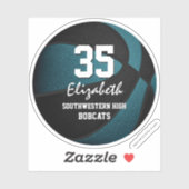 ティール(緑がかった色)ブラックチームカラーギフト女の子バスケットボール シール (シート)