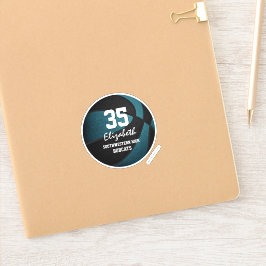 ティール（緑がかった色）ブラックチームカラーギフト女の子バスケットボール シール