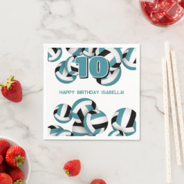 ティール（緑がかった色）ブラックチームカラーバレーボールキッズスポーツ スタンダードカクテルナプキン