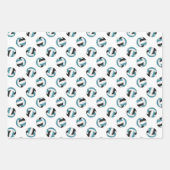 ティール(緑がかった色)ブラックチームカラーバレーボールセット3 ラッピングペーパーシート (正面3)