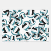 ティール(緑がかった色)ブラックチームカラーバレーボールセット3 ラッピングペーパーシート (正面)