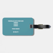 ティール（緑がかった色）ブラックチームカラーバレーボール旅行 ラゲッジタグ (裏面横)