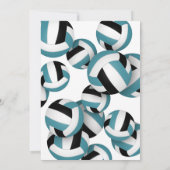 ティール（緑がかった色）ブラックチームカラーバレーボール誕生日パーティー 招待状 (裏面)