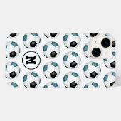ティール(緑がかった色)ブラックチームスポーツカラーサッカーボール Case-Mate iPhoneケース (裏面 (横))