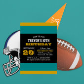 ティール(緑がかった色)&ブラックチーム誕生日招待状 招待状