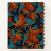 ティール(緑がかった色)ブラックバスケットボールクラブチームカラー ノートブック (裏面)