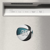 ティール（緑がかった色）ブラックバスケットボールチームは子供のパーティーギフトに色を付ける マグネット (インサイチュ (食洗機))