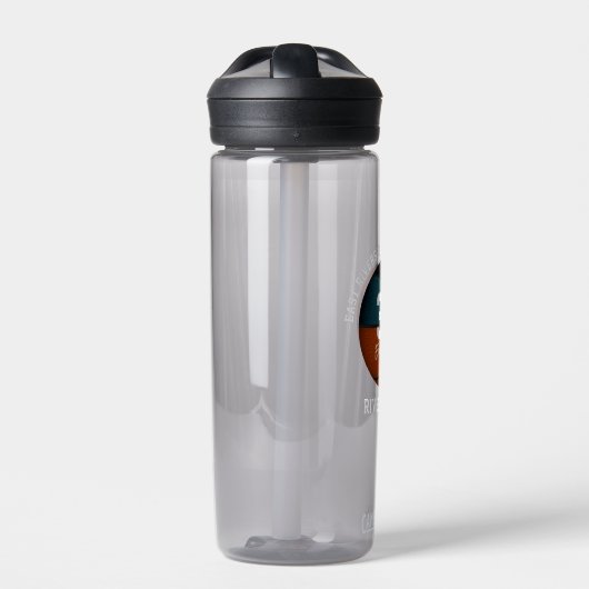 ティール(緑がかった色)ブラックバスケットボールチームカラーパーソナライズされた ウォーターボトル (正面)