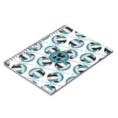 ティール(緑がかった色)ブラックバレーボールのコートは私の幸せな場所である ノートブック (左側)