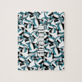 ティール（緑がかった色）ブラックバレーボールのパタパーソナライズされたーン ジグソーパズル (縦)