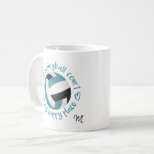 ティール(緑がかった色)ブラックバレーボールコートは私の幸せな場所である コーヒーマグカップ (正面左)