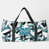 ティール（緑がかった色）ブラックバレーボールチームのカラーパターン ダッフルバッグ (正面)