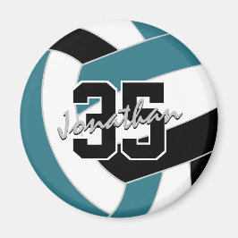 ティール（緑がかった色）ブラックバレーボールチームの色のギフト マグネット