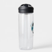 ティール(緑がかった色)ブラックバレーボールチームは女の子の男の子をカラー ウォーターボトル (正面)