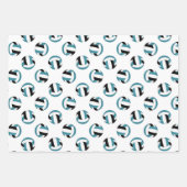 ティール(緑がかった色)ブラックバレーボールパターンすべての大事な行事 ラッピングペーパーシート (正面3)