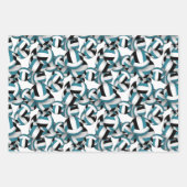 ティール(緑がかった色)ブラックバレーボールパターンすべての大事な行事 ラッピングペーパーシート (正面)