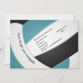 ティール(緑がかった色)ブラックバレーボール女子バースデーパーティー 招待状 (裏面)