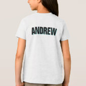 ティール(緑がかった色)&ブラックパンダ誕生日ドゥデパーソナライズされた トライブレンドTシャツ (裏面)